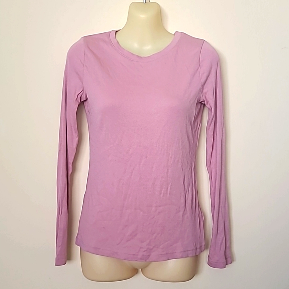 Women’s A New Day Solid Basic Pink Long Sleeve T Shirt Top XS